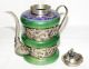 Chinese Handwork Old Green Jade Bracelet Inlay Tibet - Silver Dragon Teapot Monkey Teapots photo 2