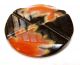 Vintage Large Celluloid Black And Dark Muted Orange Patterned Button 2” Diameter Buttons photo 1