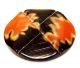 Vintage Large Celluloid Black And Dark Muted Orange Patterned Button 2” Diameter Buttons photo 2