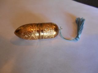 Antique Chatelaine Gold Fill Sewing Kit Thimble Thread Needles Chatelaine photo