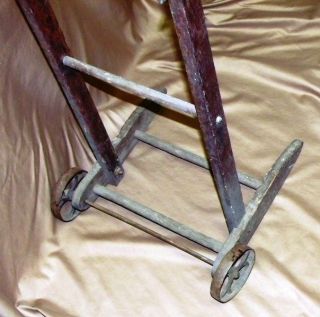 Antique Primitive Wooden Hand Cart With Cast Iron Wheels Nr photo