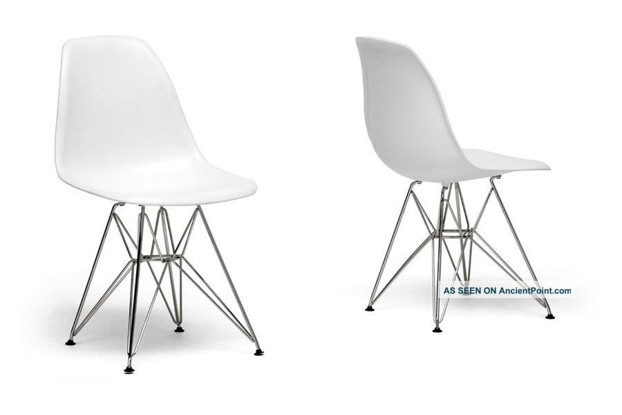 Reduced: 2 Eames Style Side Chairs W Chrome Base Mid-Century Modernism photo