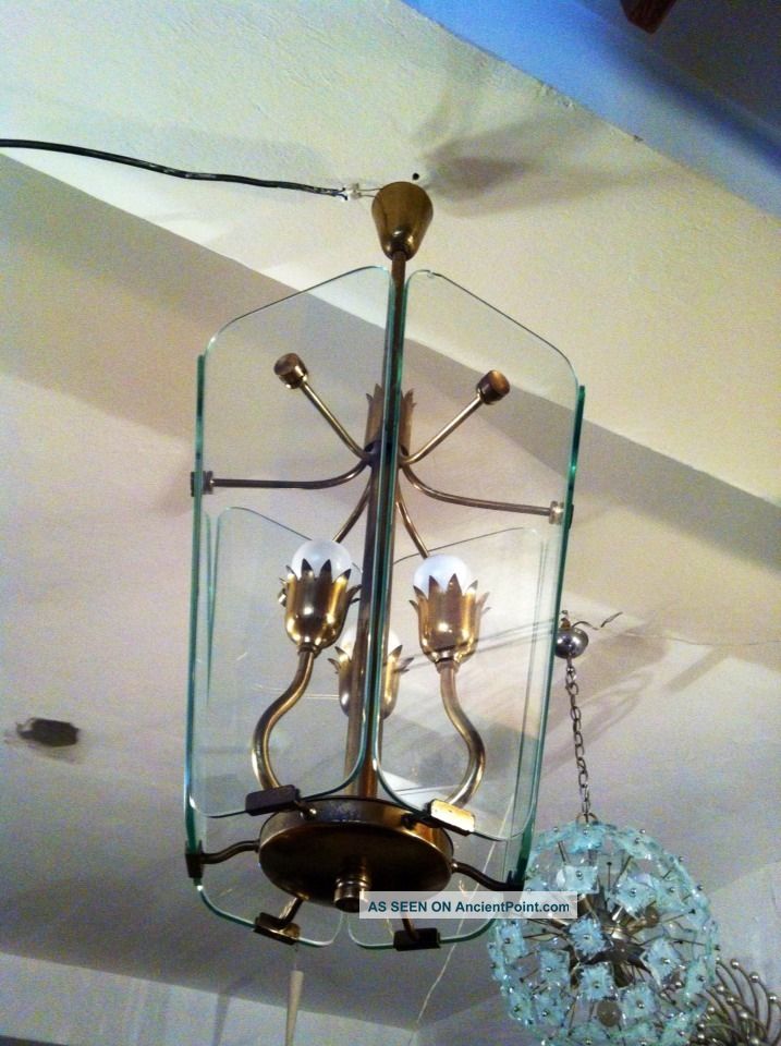 Antique Mid Century Chandelier At Fontana Arte Ceiling Lamp Pietro Chiesa Mid-Century Modernism photo