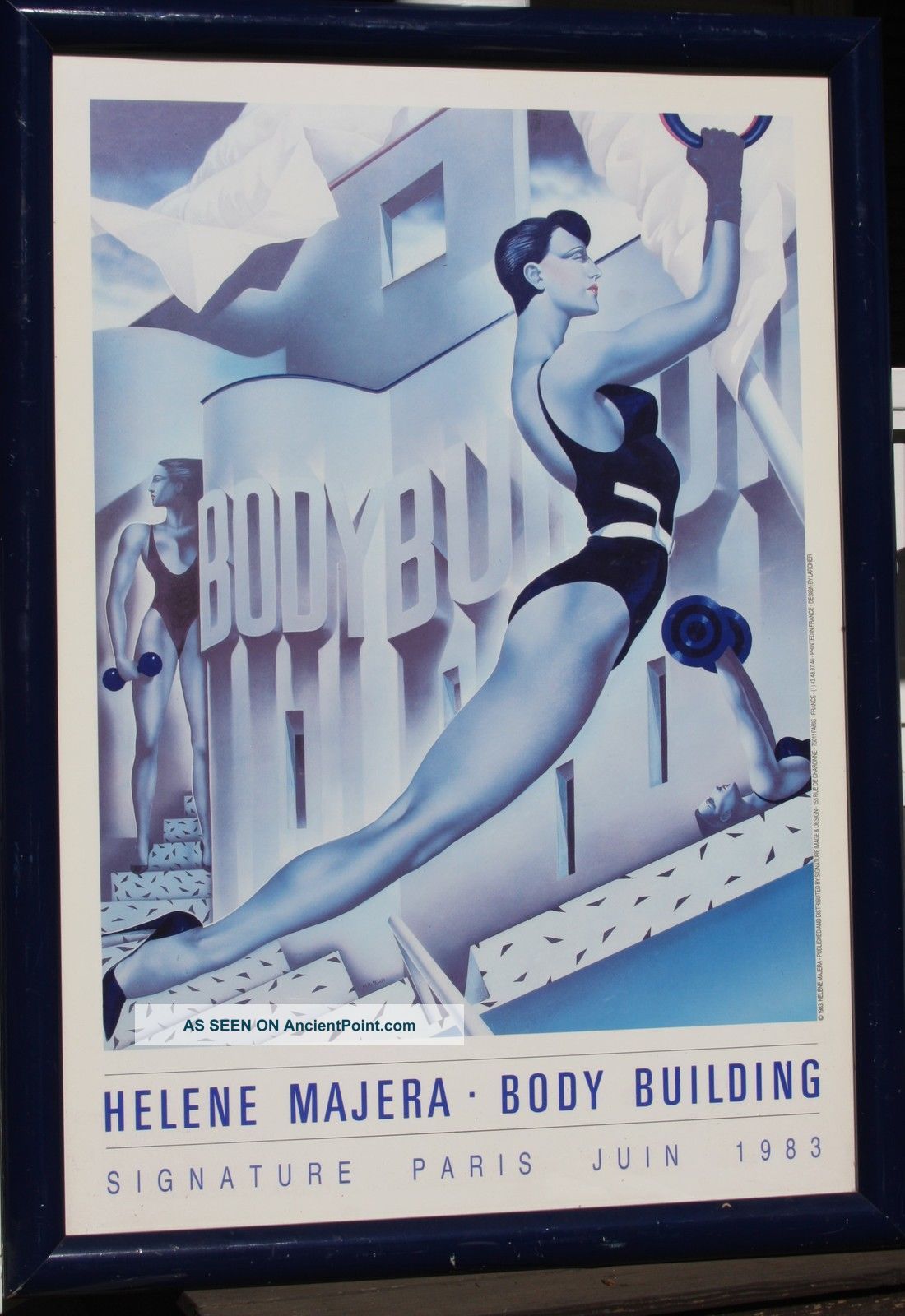Helene Majera Bodybuilding Signature Paris Juin 1983,  Rare Poster Mid-Century Modernism photo