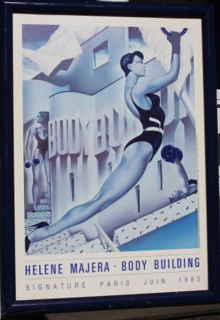 Helene Majera Bodybuilding Signature Paris Juin 1983,  Rare Poster photo