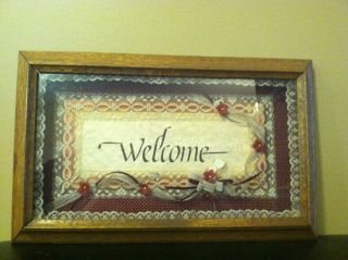 Vintage Primitive Welcome Country Picture Professionally Framed Polka Dot photo