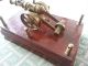 Antique Cannon Brass Statue Made In England British Empire On Wood Stand British photo 4