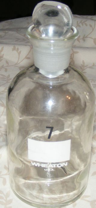 Vintage Wheaton No 7 Pharmaceutical Apothecary Chemist Glass Bottle With Stopper photo