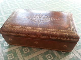 Rare Antique Leather Jewellery Box British Empire photo