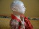 Japanese Antique Doll Red Kimono So Pain Old Vintage No Hair Hands Upward Dolls photo 8