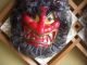 Namahage Japanese Antique Red Green Two Masks Made Plastick Attached Deco Tree Masks photo 3