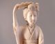 Antique Faux Ivory Geisha Figure Japan Japanese Figurine 19th Century Signed Netsuke photo 4
