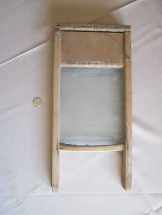 Vintage Wood & Glass Washboard photo