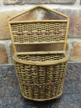 Antique Primitive C.  1910 Woven Swiss Kitchen Basket Switzerland Hand Made photo