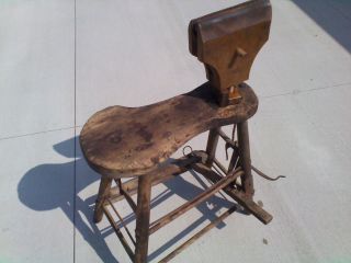 Oak Saddle Maker Draw Knife Handle Maker Spindle Makers Bench Primitive Antique photo