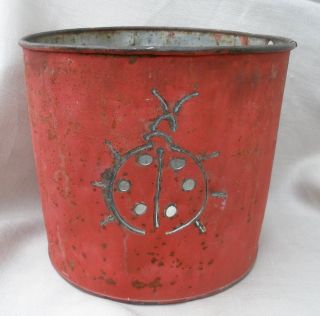 Vtg Metal Sap Bucket Old Turkey Red Color 6 - 1/4 