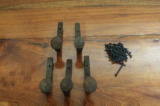 5 Old Railroad Spike Horse Tack Hooks,  Barn Handles,  Or Knobs Retro Vintage photo