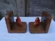 Art Deco Wooden Plastic / Bakelite Bookends Vgc Art Deco photo 3