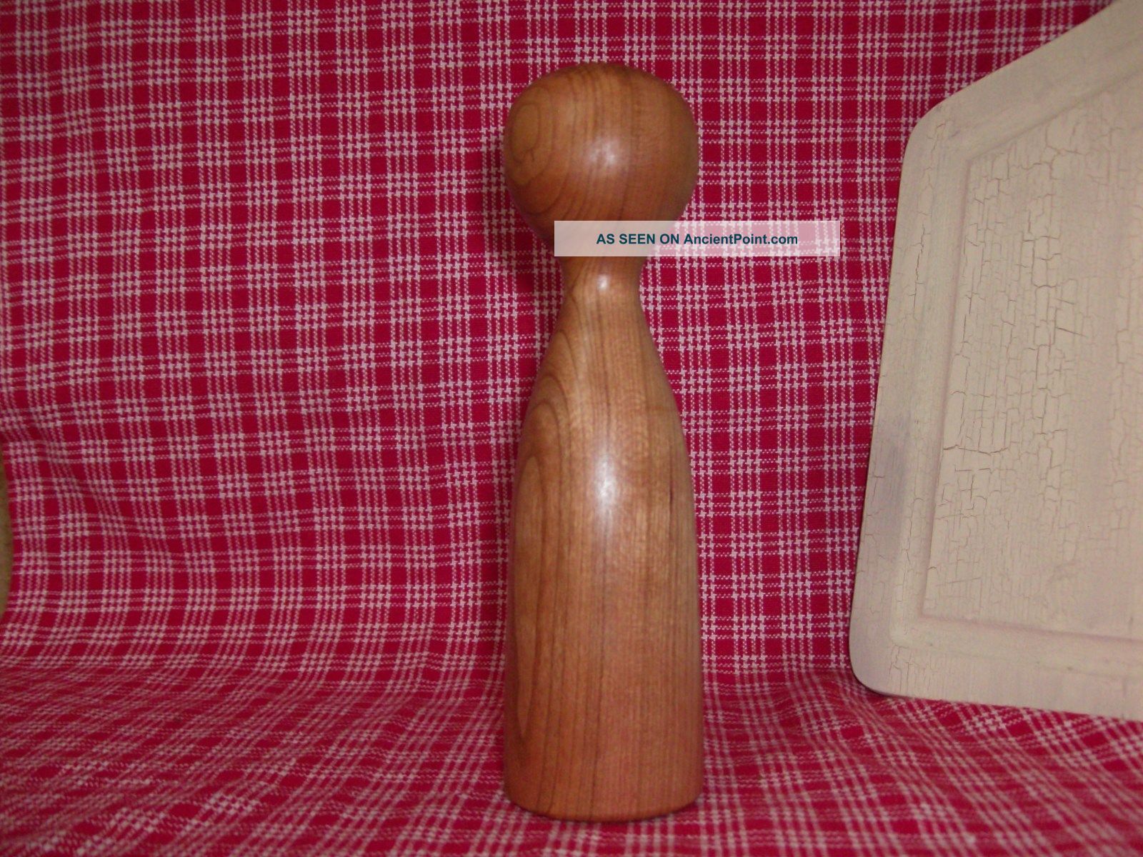 Spalted Cherry Kitchen Garlic Spice Herb Grinder Crusher Wooden Mortar Pestle Primitives photo