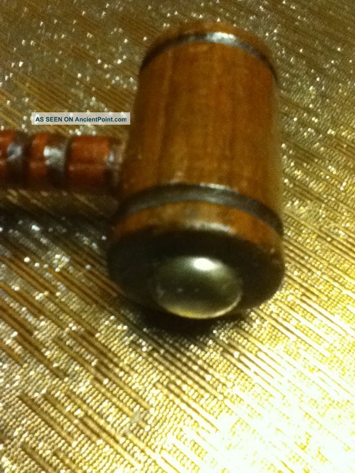 Antique Wooden Gavel With Metal Tips Primitives photo