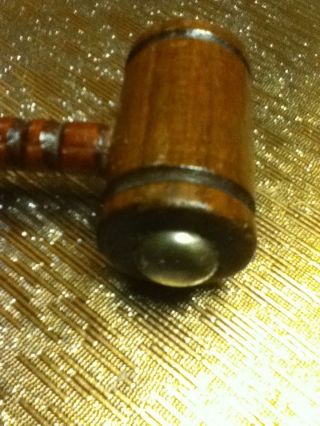 Antique Wooden Gavel With Metal Tips photo