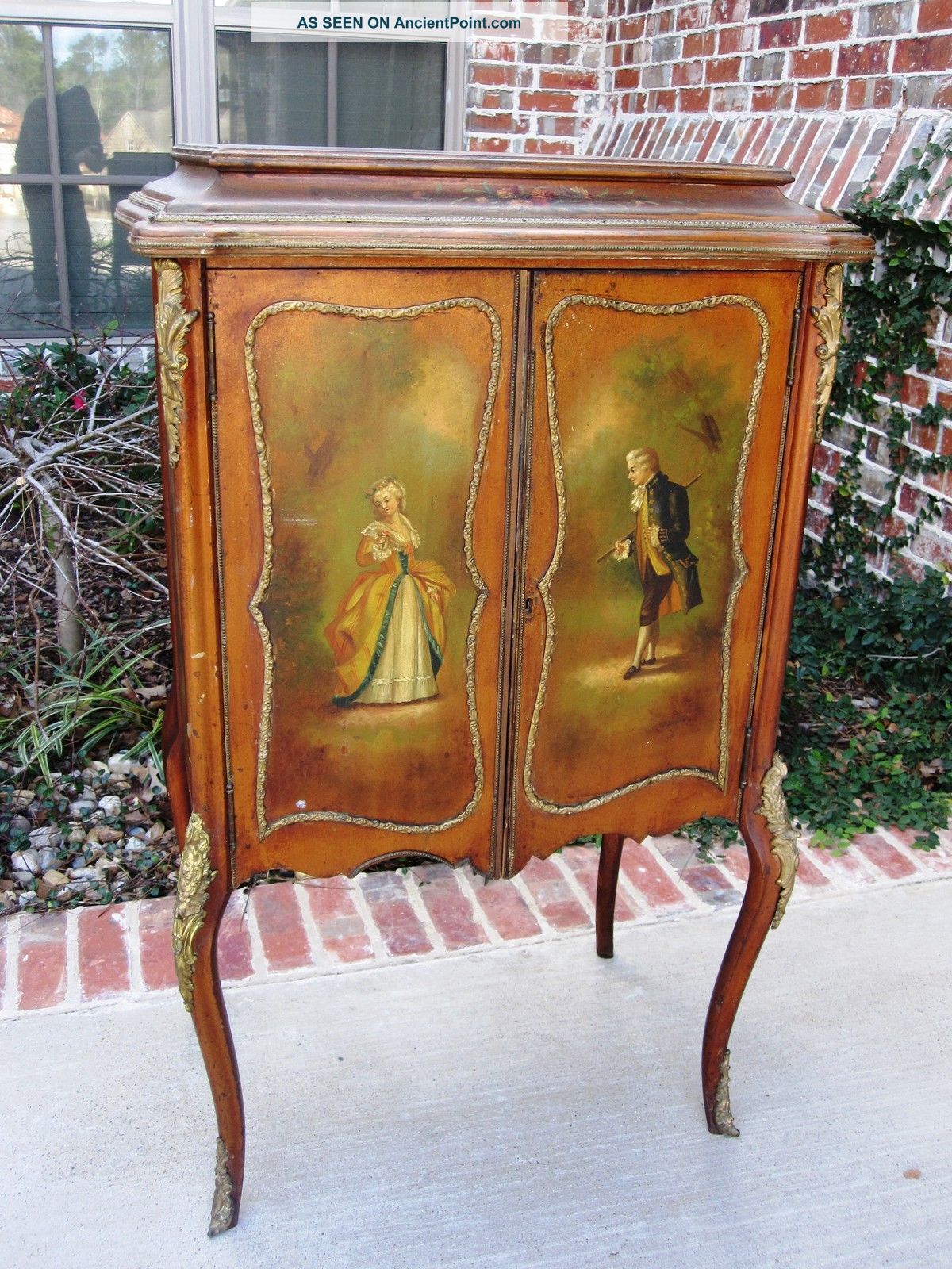 Exquisite Antique French Vernis Martin Painted Music Cabinet Ormolu Accent 19thc 1800-1899 photo