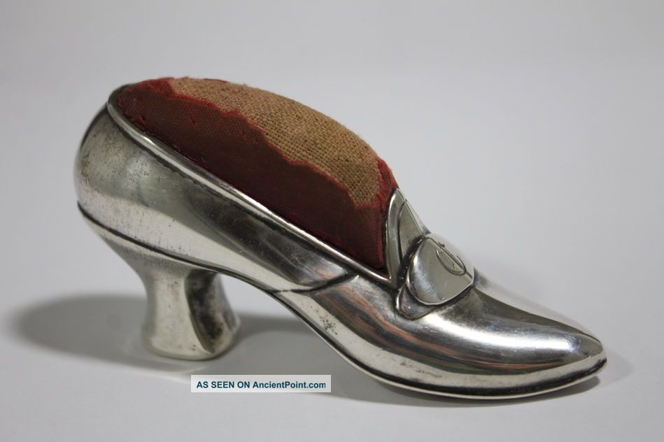 Antique Victorian Gorham Sterling Silver Figural Shoe Pin Cushion, Other photo
