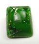 Antique Leo Popper Glass Button Green Rectangle W/ Silver Buttons photo 1