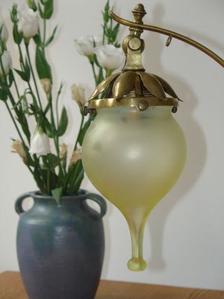 Signed Was Benson Arts & Crafts Nouveau Table Lamp And Vaseline Shade photo