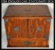 1884 English Oak Stationary Box Key Quarter Sawn Tigers Eye,  Silver Plate Fitted Other photo 5