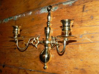 Baldwin Brass Wall Sconce.  Solid Brass Sconce Has Two Candle Holders photo