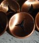 6 - Antique Round Decor Copper Drawer Pulls From The 1940 ' S - 2 