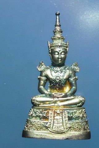 Rare Phra Lp Pra Kaew Morrakot Real Silver Statue Thai Buddha Amulet Be.  2539 photo