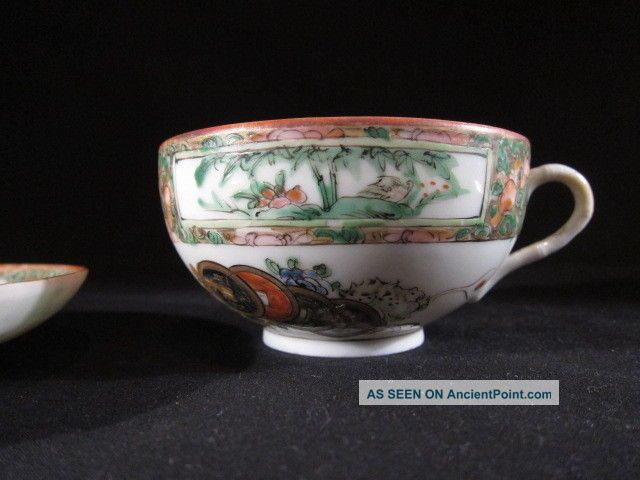 Chinese Antique Famille Rose Porcelain Cup & Saucer ' Hongxian Marked ' Cups, Mugs photo
