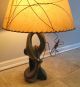 Mid Century Modern/danish Green/brown Pottery Lamp W/cone Shape Fiberglass Shade Mid-Century Modernism photo 1