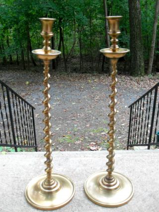 An Extra - Tall 19th Century Jacobean Style Candlesticks With Barley Twist photo