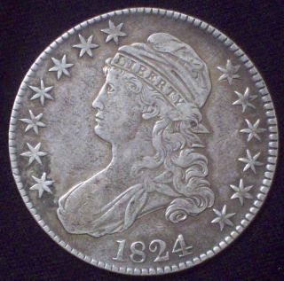 1824 Bust Half Dollar Silver O - 104 Rare Xf Detail Tone Priced To Sell photo