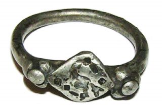 Fantastic Merovingian Saxon Period Silver Signet Ring / Ravens C.  6th Century Ad photo