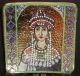 Mid Century Modern Deruta Mosaic Portrait Plaque Plate Italian Pottery Signed Byzantine photo 3