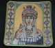 Mid Century Modern Deruta Mosaic Portrait Plaque Plate Italian Pottery Signed Byzantine photo 4