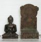 Exquisite 2 Piece Mandalay Period Set Bronze Gautama Buddha And Bronze Stand Statues photo 2