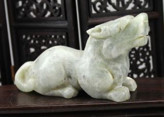 Chinese Classical Hand Carved Old Jade Mystical Beast Statue 3104 photo