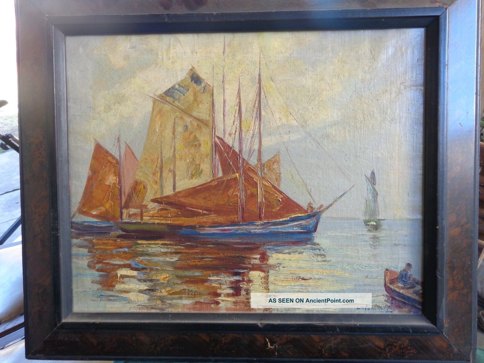 Old Oil Painting Marine Scene Signed L.  V.  Ferenczy Hungary Other photo