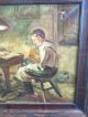 Old Oil Painting Shoemakers Scene Signed L.  V.  Ferenczy Hungary Other photo 3