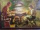 Old Oil Painting Shoemakers Scene Signed L.  V.  Ferenczy Hungary Other photo 6