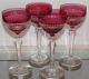 Set Of 4 Antique Val St Lambert Cranberry Ruby Red Crystal Hock Wine Stems Nr Stemware photo 1