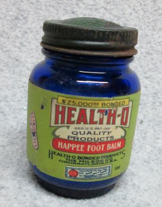 Early 1900 ' S Health - O Happee Foot Balm Unused Blue Jar Cincinnati Ohio Usa photo