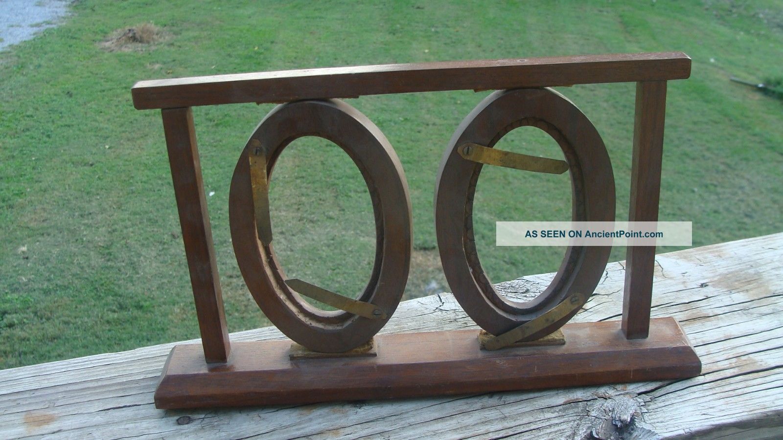 Vintage Folk Art Handmade Double Oval Picture Frame