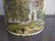 Rare Old Church Scene Antique Metal Steel Kerosene Gas Can Oil Handle Primitives photo 2