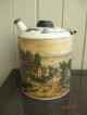 Rare Old Church Scene Antique Metal Steel Kerosene Gas Can Oil Handle Primitives photo 6